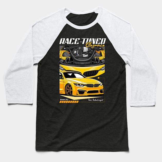 BMW M3 Race-Tuned Elegance Baseball T-Shirt by Harrisaputra